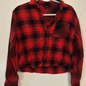 Express Red and Black Plaid Shirt